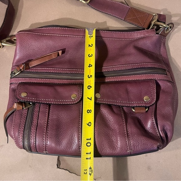 FOSSIL Brown Pebble Leather Morgan Traveler Crossbody Messenger Bag Purse Pocket - Picture 6 of 13